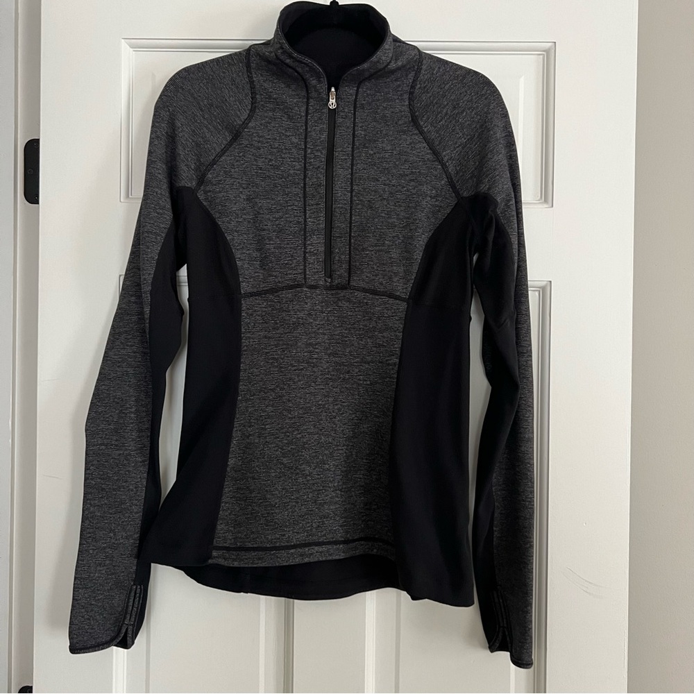 lululemon athletica Dark Gray and Black Half-Zip Pullover